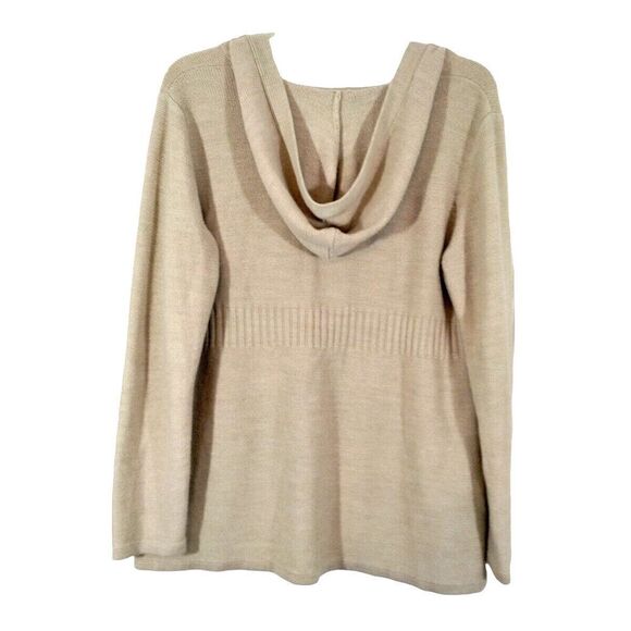 New York & Company Hooded Sweater Cream Beige Long Sleeve Pullover - Picture 2 of 3